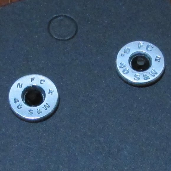 Silver Earrings with 40 Cal Bullet Black Swarovski - Picture 1 of 5